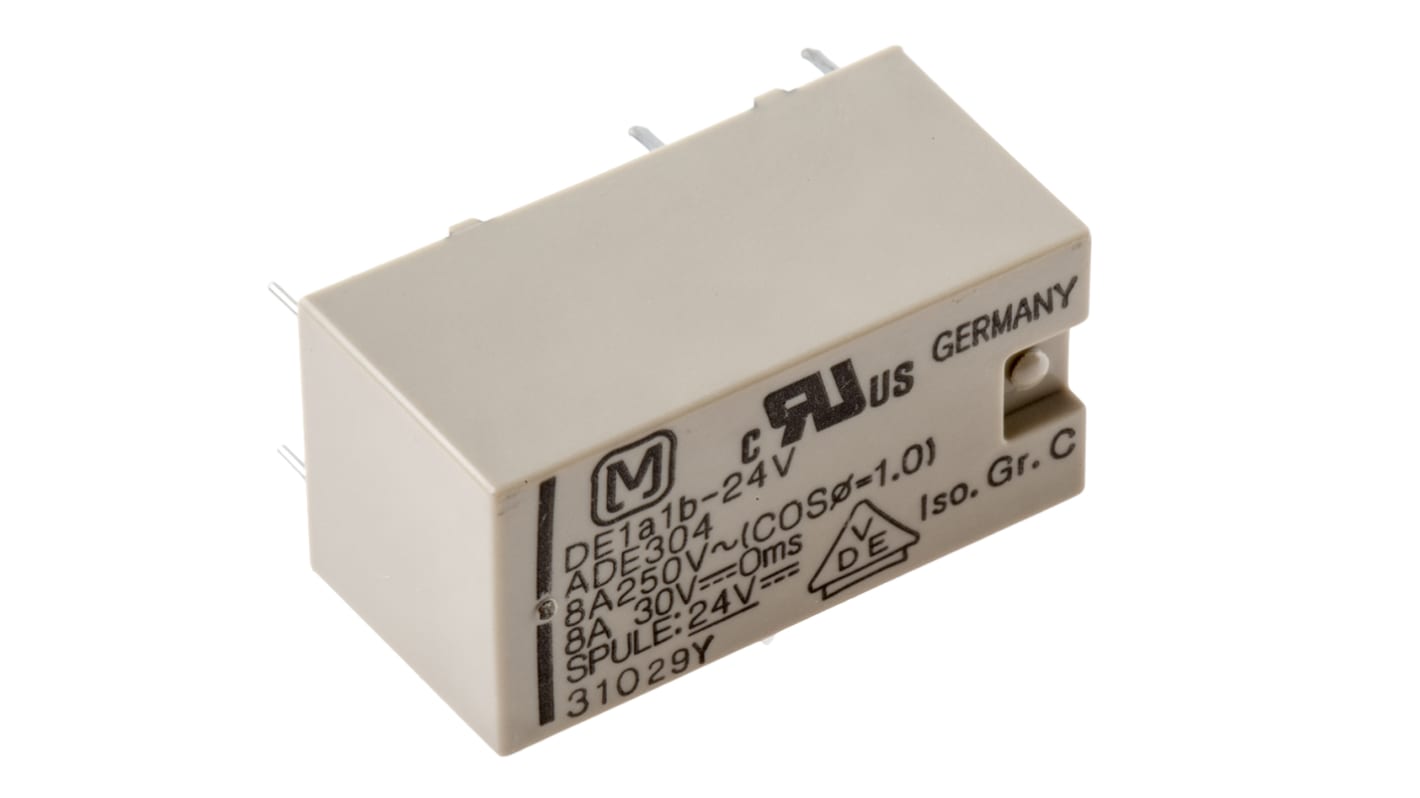 Relé de potencia sin enclavamiento Panasonic de 2 polos, DPST, bobina 24V dc, Montaje en PCB