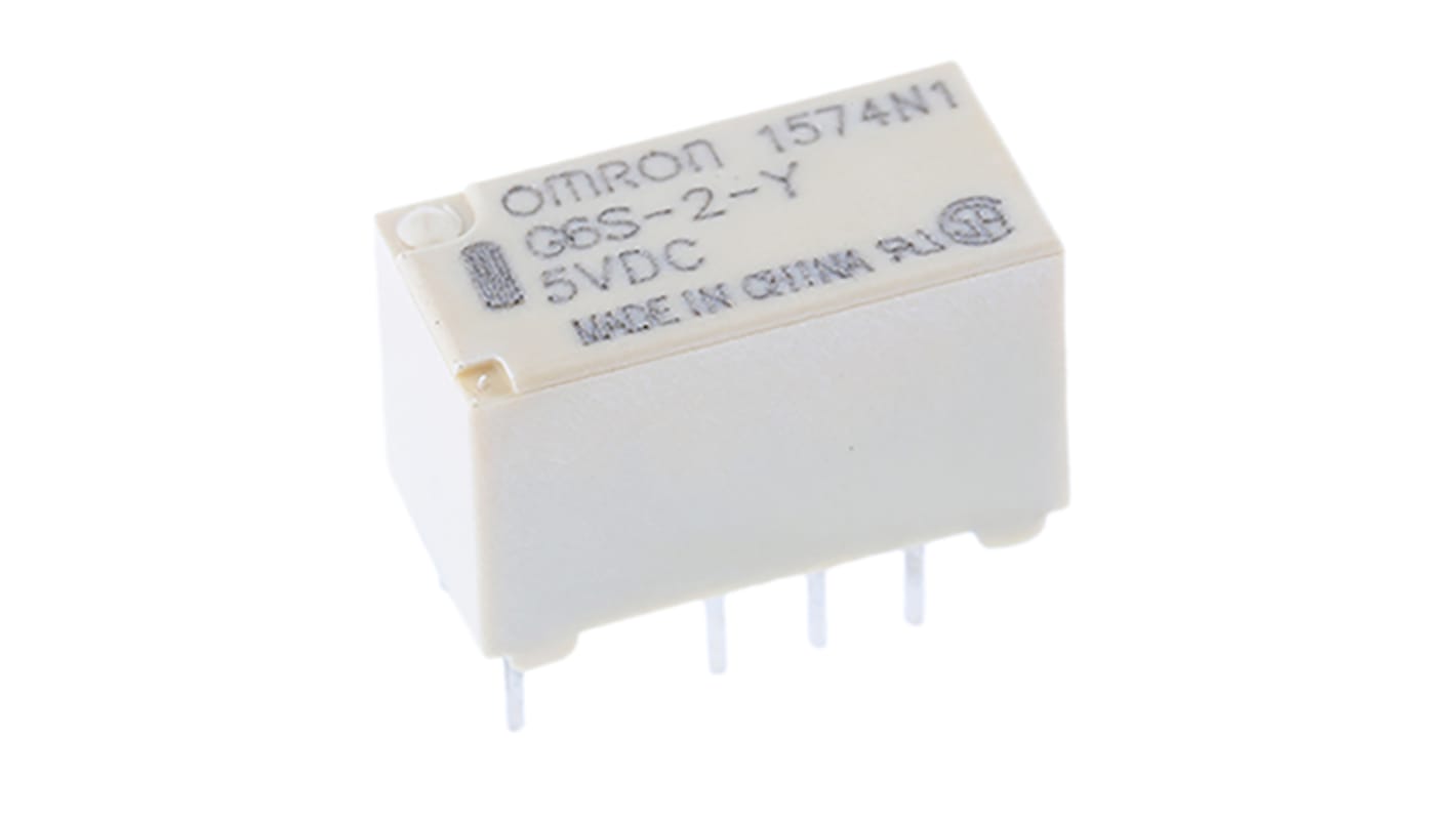 Omron PCB Mount Signal Relay, 5V dc Coil, 2A Switching Current, DPDT