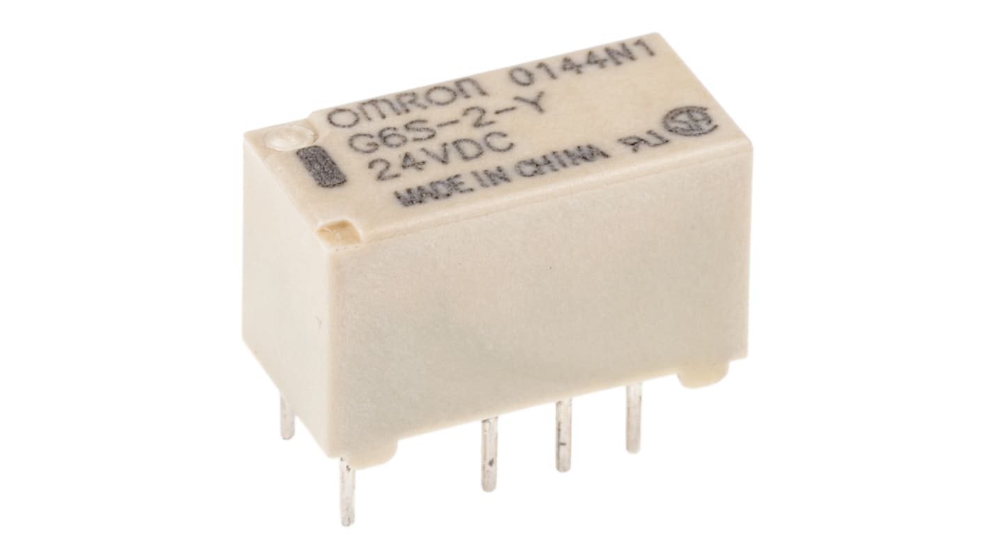 Omron G6S Signalrelais Printrelais, 24V dc Spule, 2-poliger Wechsler, 2A, 250V / 220V, Leiterplattenstift