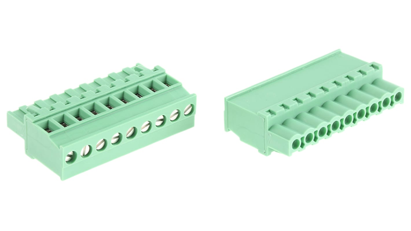 Phoenix Contact, 5.08mm Pitch, MVSTBR 2.5/9-ST-5.08, 9 Way, Pluggable Terminal Block, Plug, Cable Mount, Screw