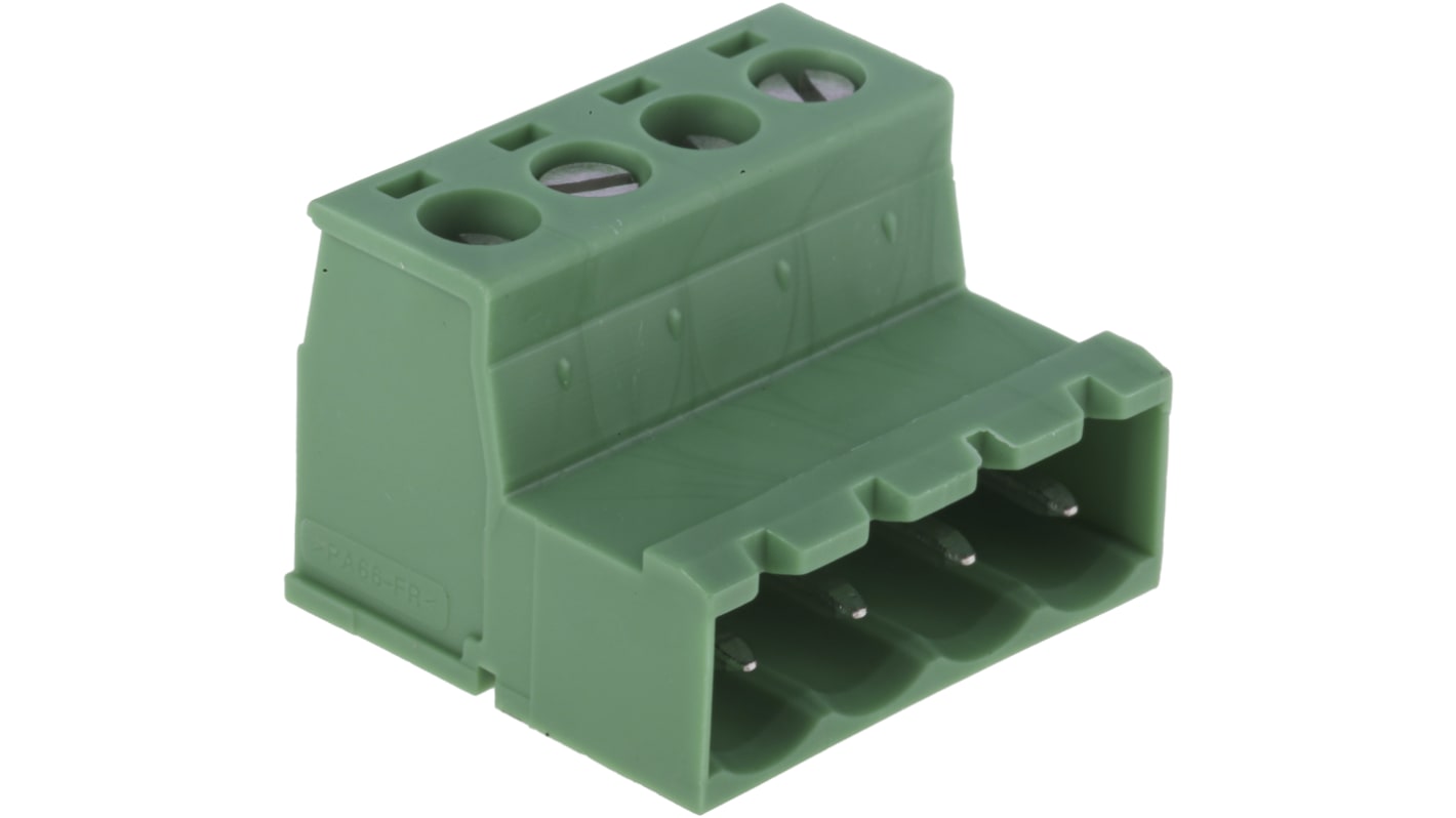 Phoenix Contact 5.08mm Pitch 4 Way Pluggable Terminal Block, Inverted Plug, Cable Mount, Screw Termination