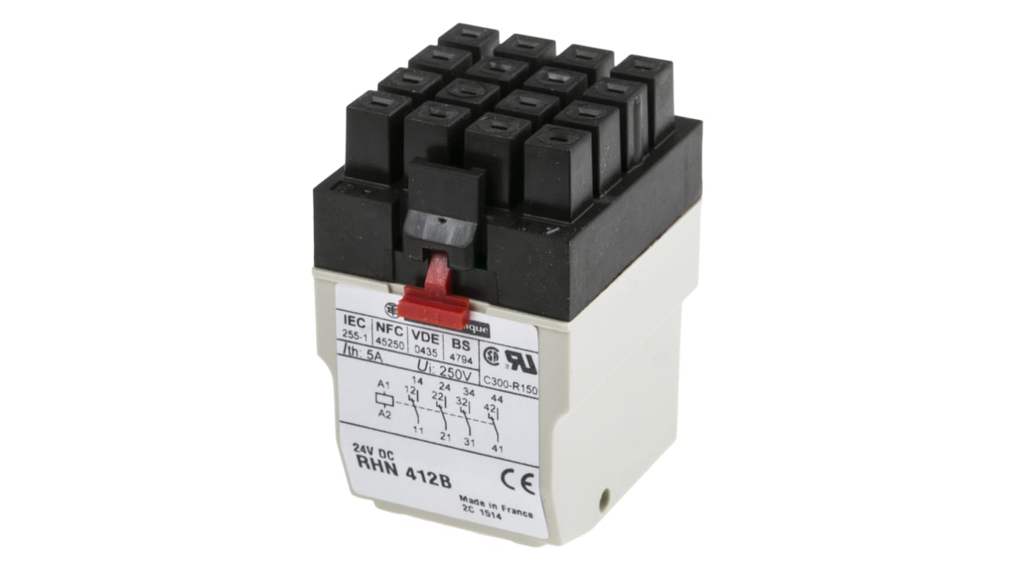 Schneider Electric Plug In Non-Latching Relay, 24V dc Coil, 5A Switching Current, 4PDT