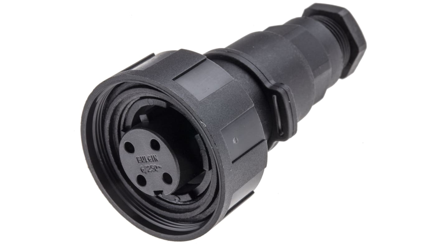 Bulgin Circular Connector, 4 Contacts, Cable Mount, Socket, Female, IP68, IP69K, Standard Buccaneer Series