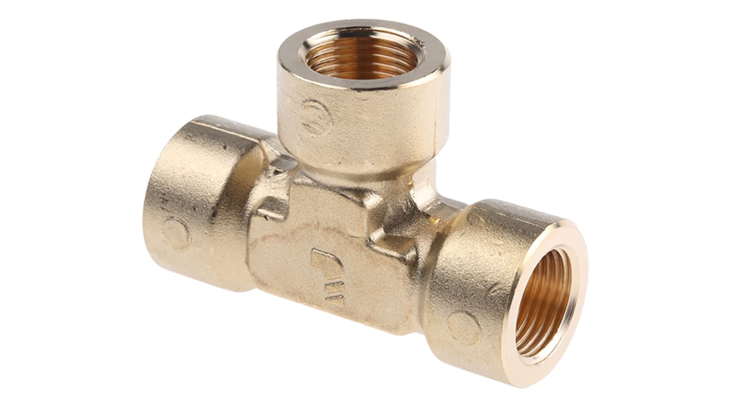 Legris Brass Pipe Fitting, Tee Threaded Equal Tee, Female BSPP 3/8in to Female BSPP 3/8in