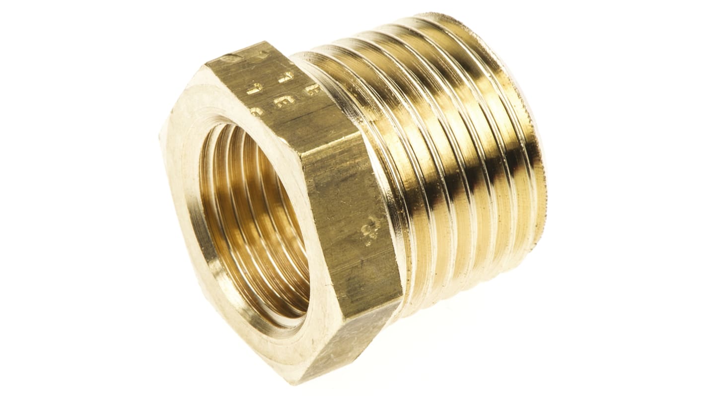 Legris Brass Pipe Fitting, Straight Threaded Reducer, Male R 1/2in to Female G 3/8in