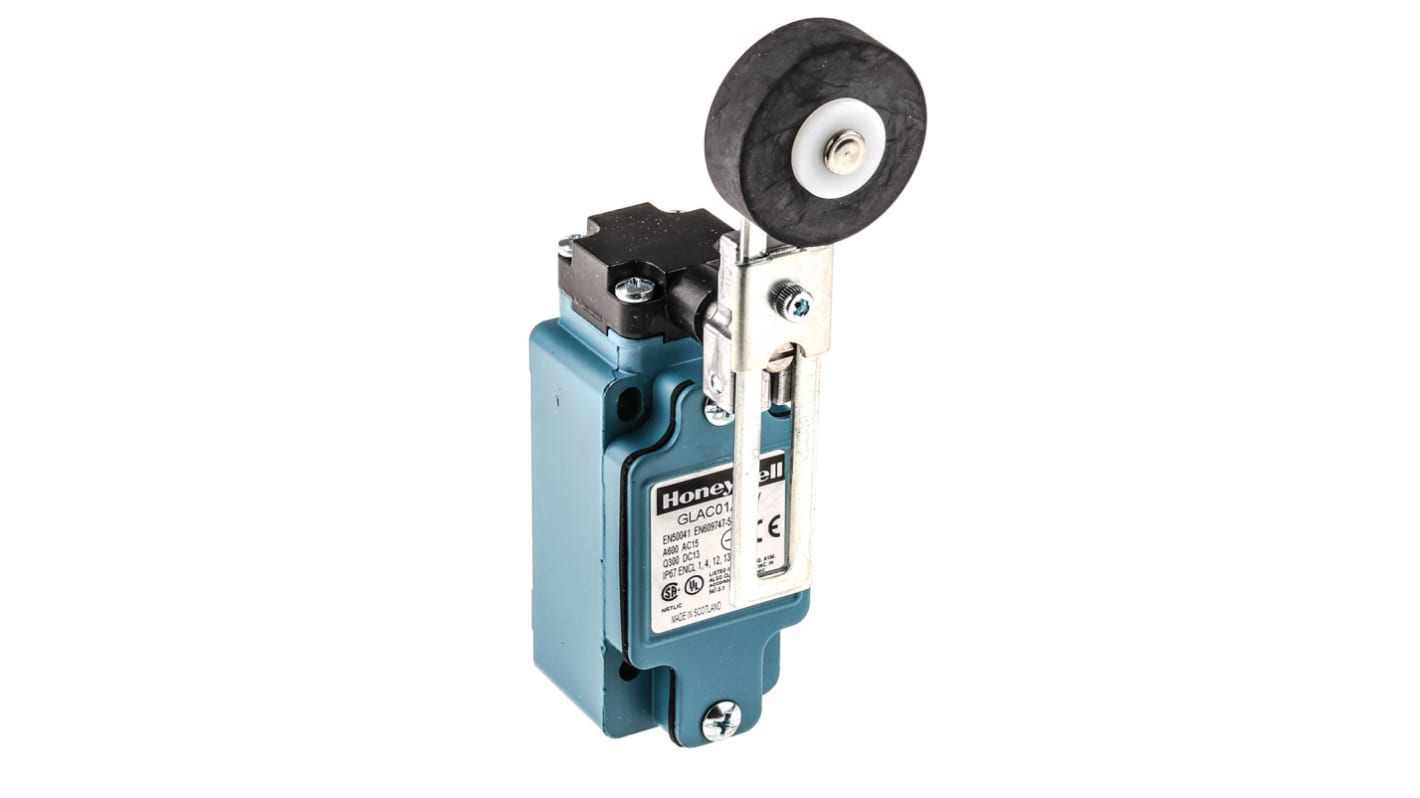 Honeywell GLA Series Adjustable Roller Lever Limit Switch, NO/NC, IP67, SPDT, Die Cast Zinc Housing, 600V ac Max, 10A
