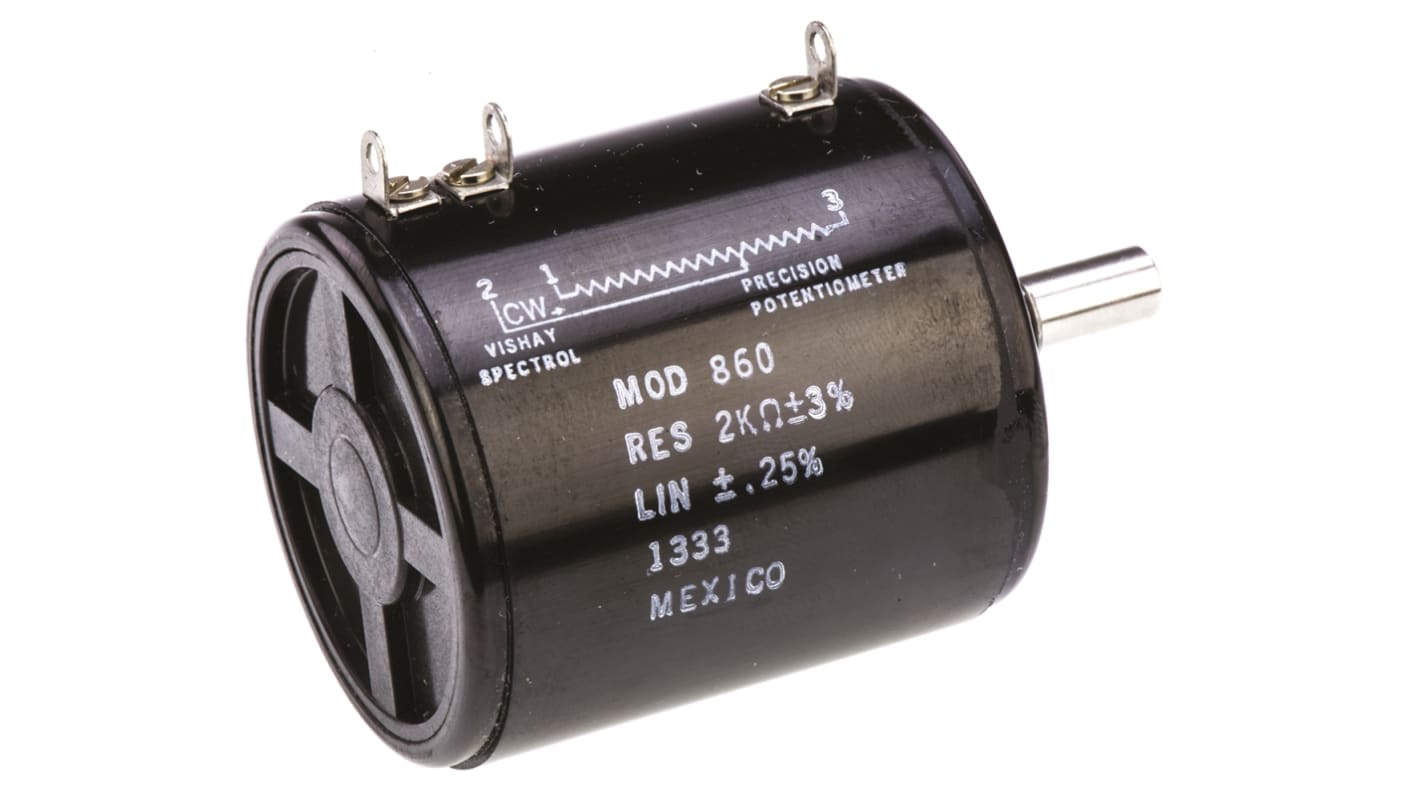 Vishay 860 2kΩ Rotary Potentiometer 10-Turns 1-Gang Panel Mount, 860B1202