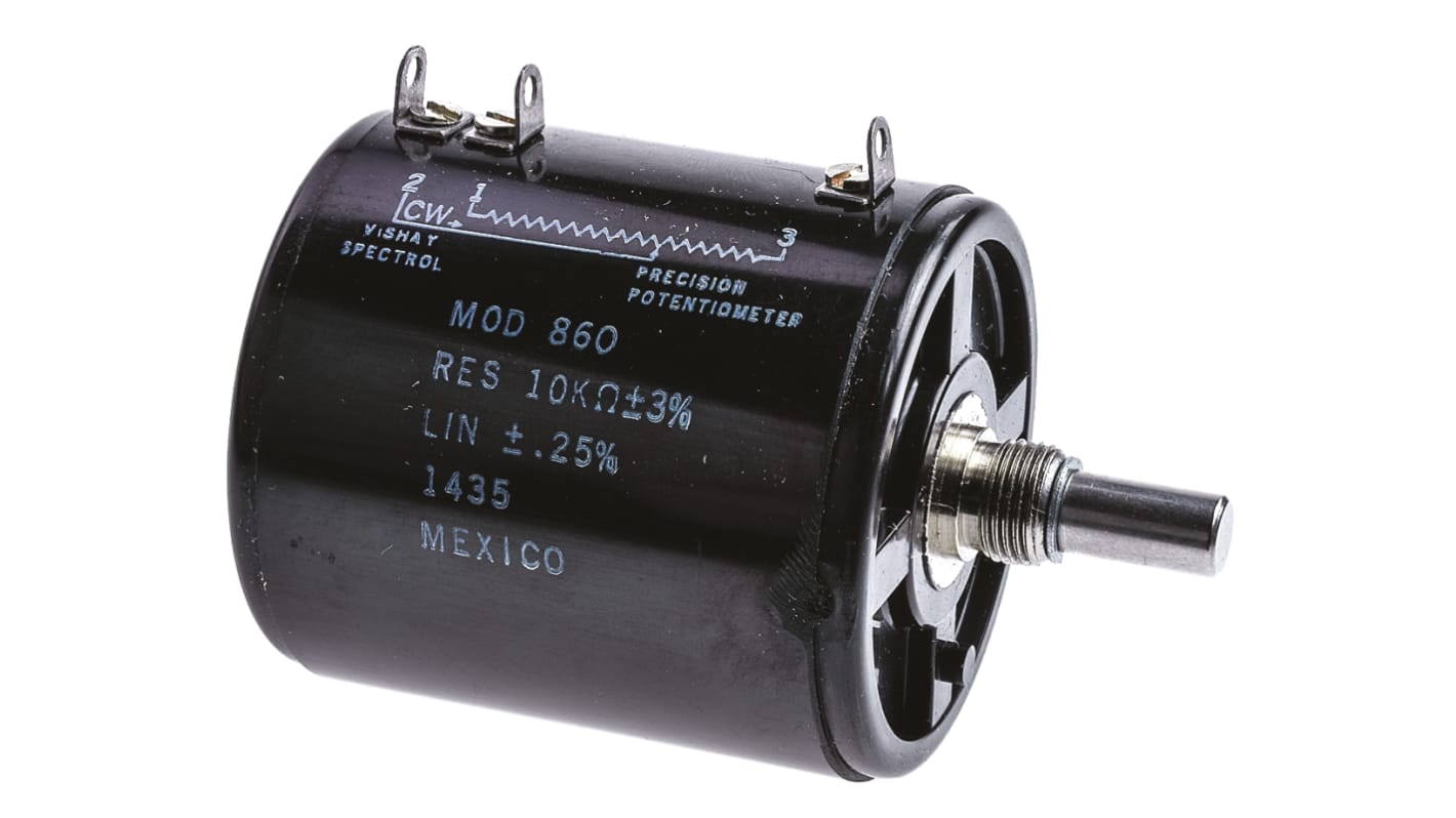 Vishay 860 10kΩ Rotary Potentiometer 10-Turns 1-Gang Panel Mount, 860B1103