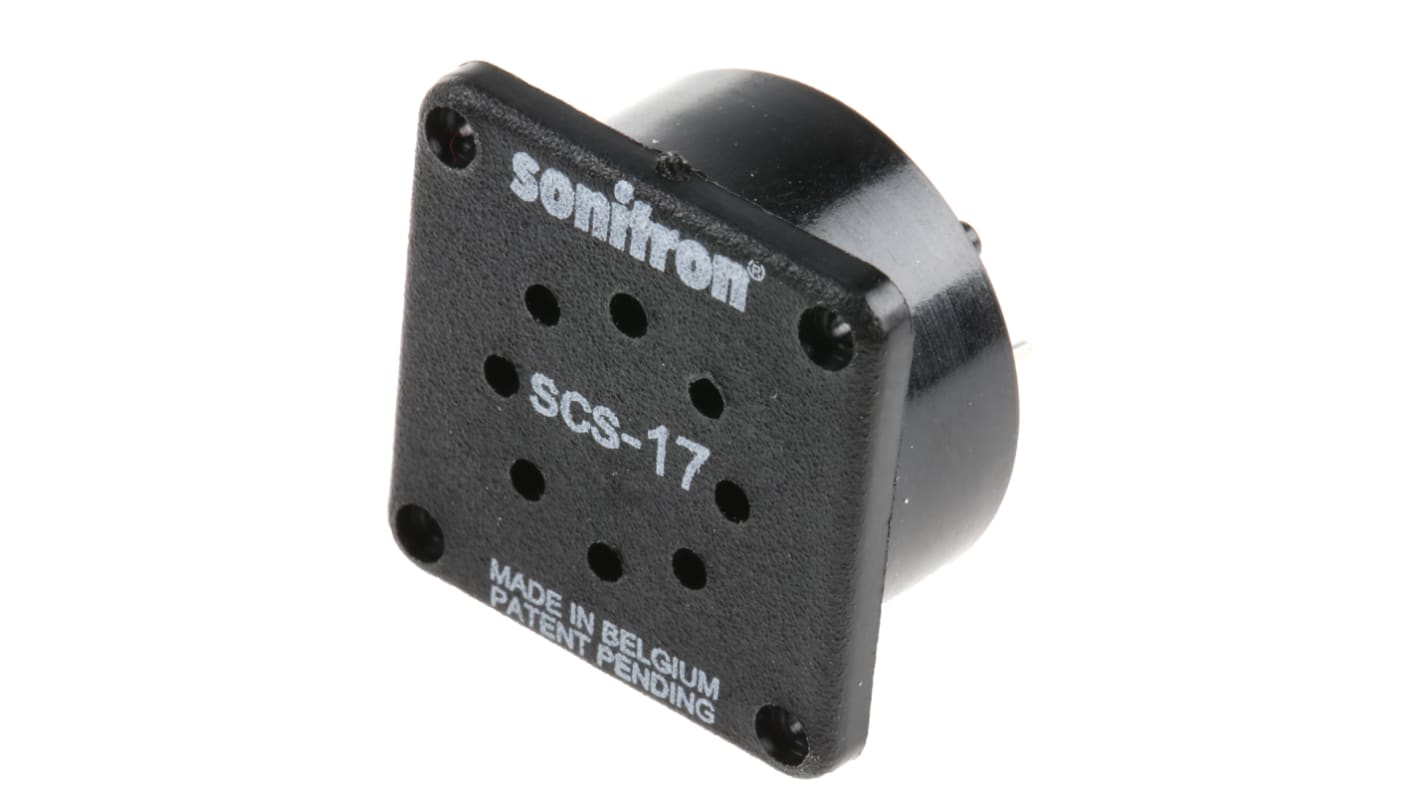 Sonitron Piezoelectric Miniature Speaker, 88dB, 700 → 8000 Hz, 20nF, 5.8mm Lead Length, 18.6 x 18.6 x 9.7mm