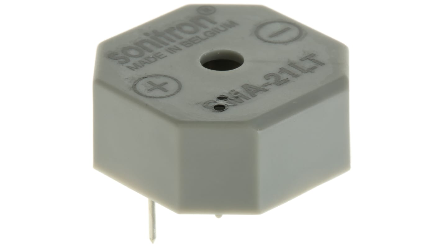 Sonitron 90dB Through Hole Multifunction Internal Buzzer, 17.5 x 17.5 x 8.5mm, 1.5V dc Min, 15V dc Max