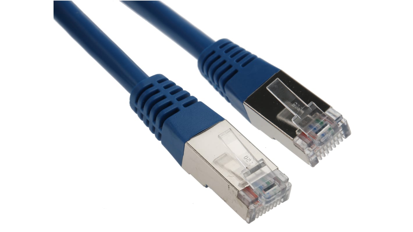 Cavo Ethernet Cat5 (F/UTP) Decelect, guaina in PVC col. Blu, L. 2m, Con terminazione