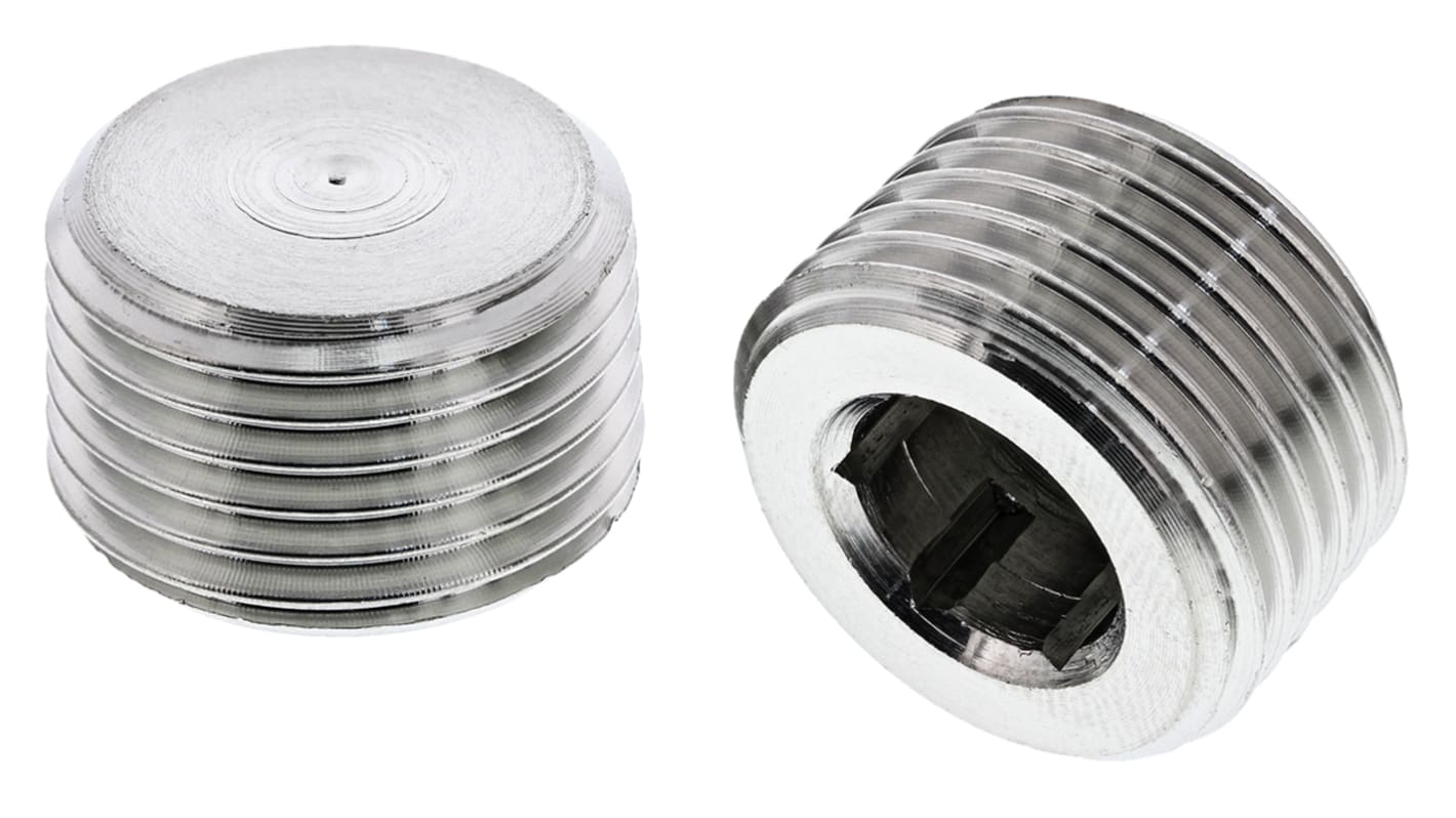 Legris Stainless Steel Pipe Fitting Hexagon Plug, Male R 1/2in