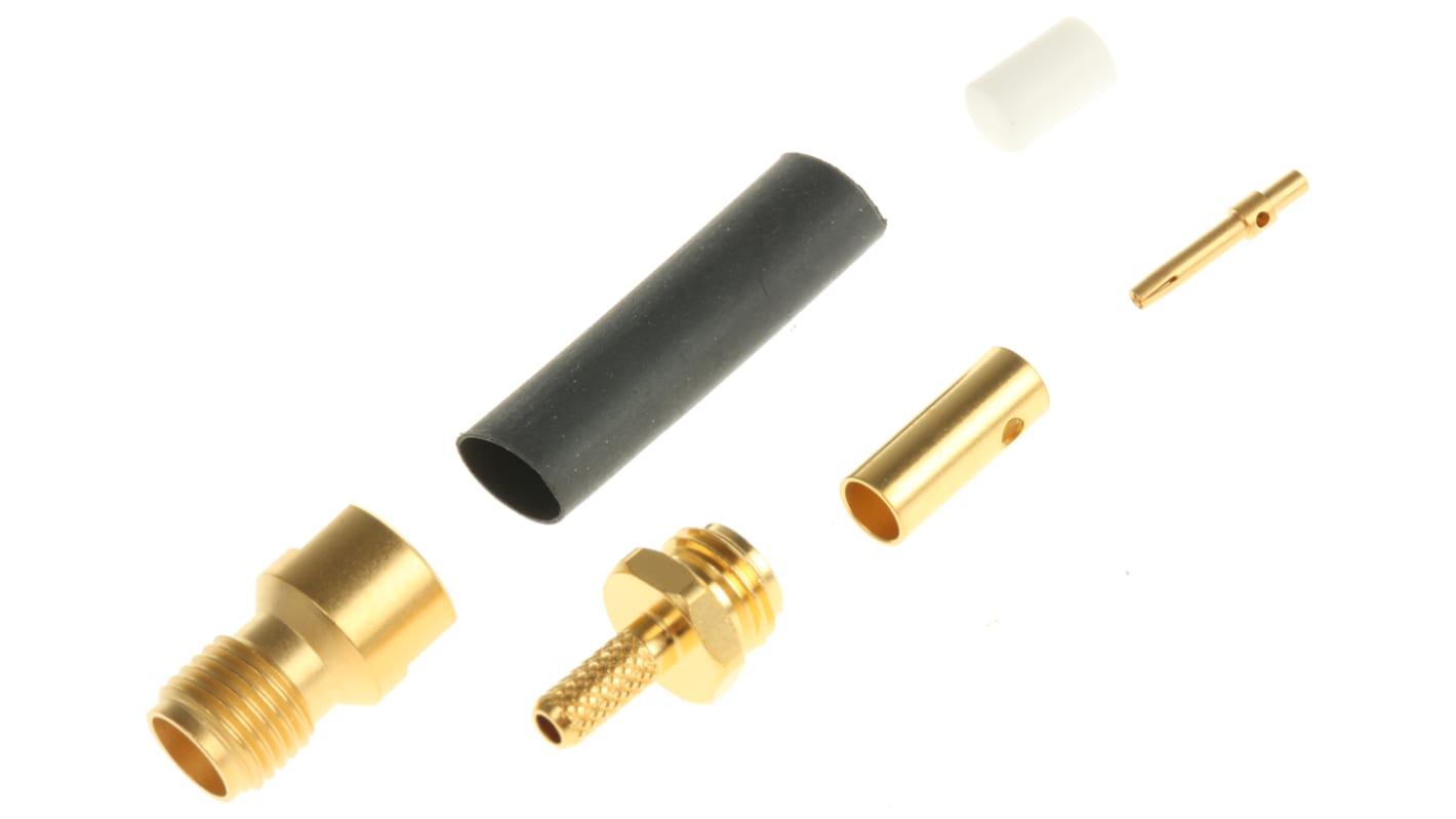 Connettore SMA Radiall femmina, diritto, 50Ω, montaggio su cavo, a Crimpare, saldare