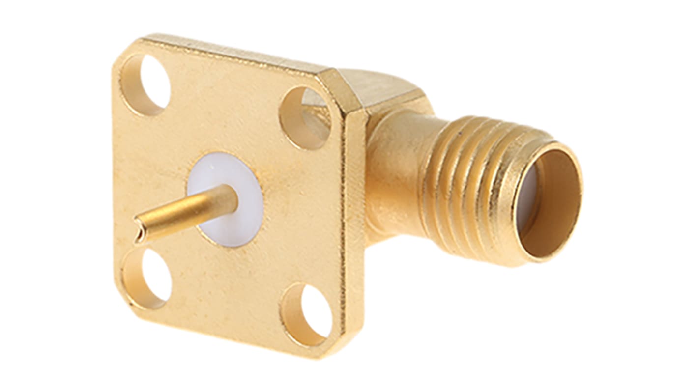 Radiall, jack Flange Mount SMA Connector, 50Ω, Solder Termination, Right Angle Body