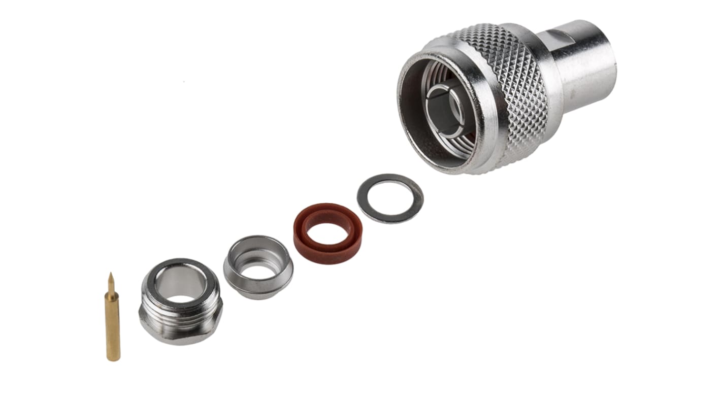 Radiall N型连接器公插, 75Ω, 电缆安装, 钳制端接, 直向, 用于RG59, RG62线