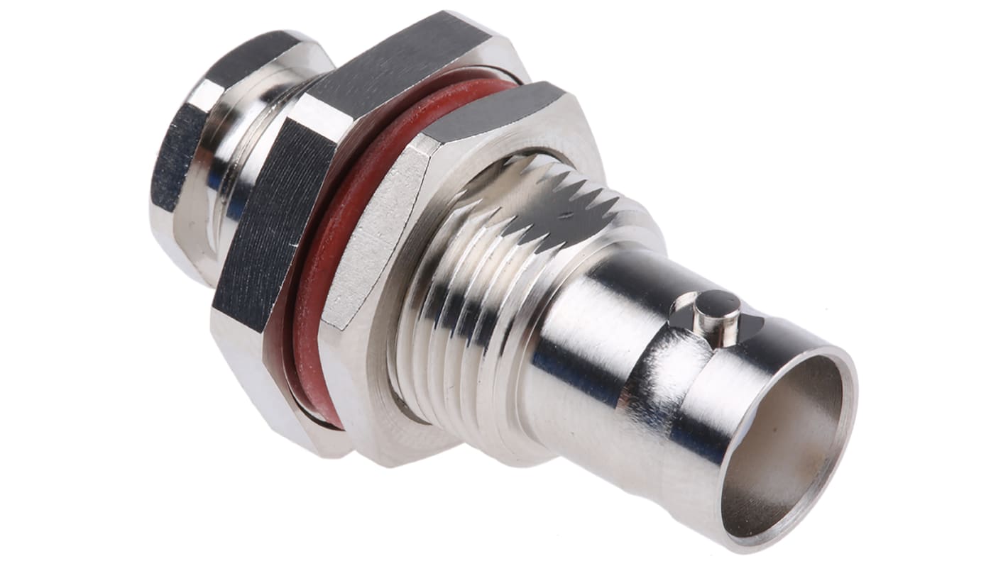 Radiall Straight 50Ω Panel Mount BNC Connector, jack, Nickel, Clamp Termination, RG141, RG142, RG223, RG400, RG58