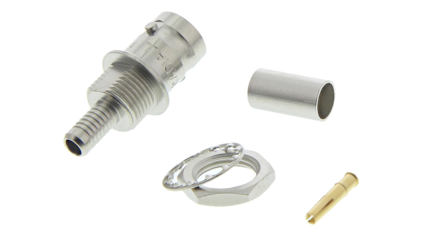 Radiall Buchse Koaxialsteckverbinder BNC-Steckverbinder, Tafelmontage Crimp-Anschluss, für RG141, RG58-Kabel, 50Ω mit