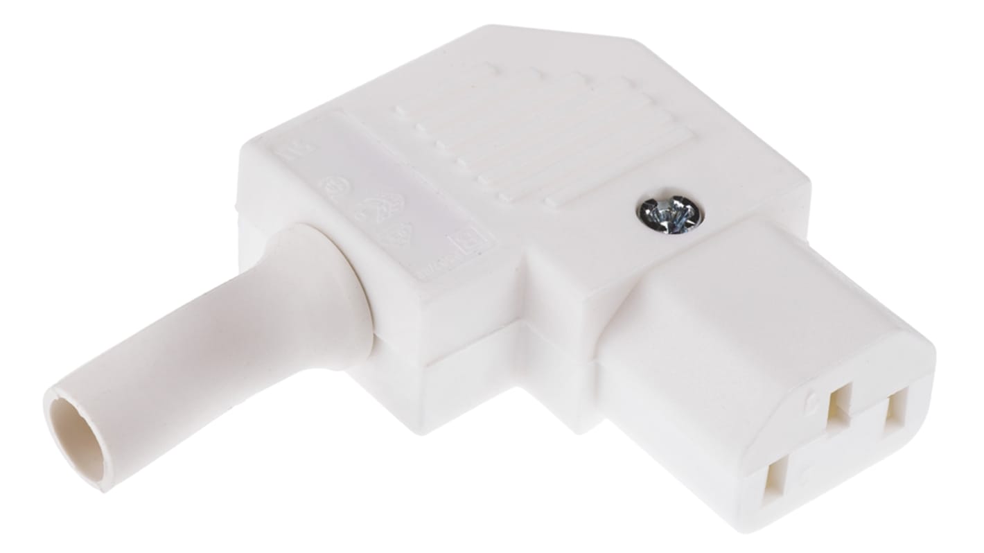 Bulgin C13 Right Angle Cable Mount IEC Connector Socket, 10A, 250 V