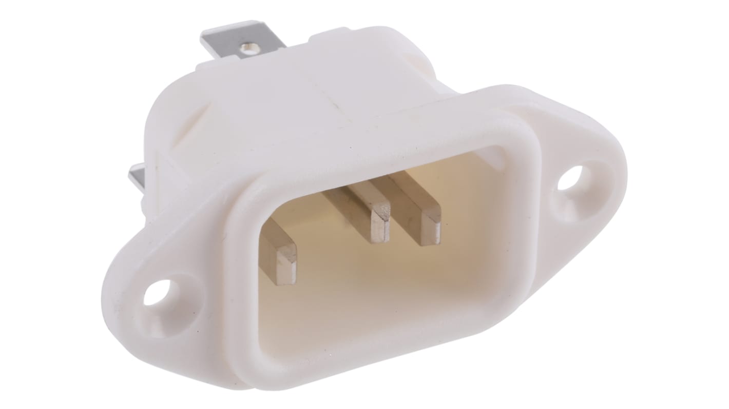 Bulgin C14 Panel Mount IEC Connector Male, 10A, 250 V