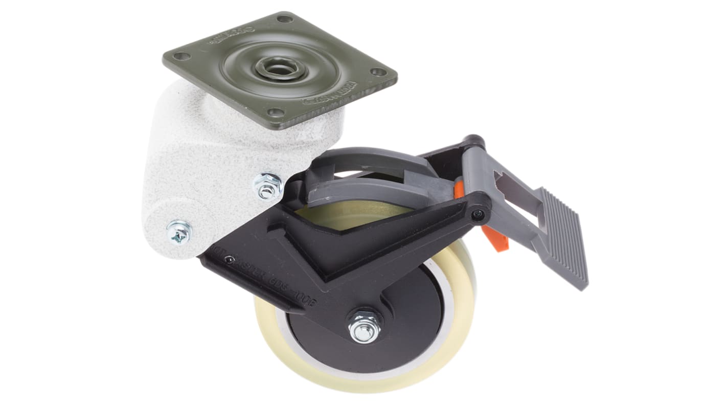 RS PRO Braked Swivel Castor Wheel, 110kg Capacity, 100mm Wheel