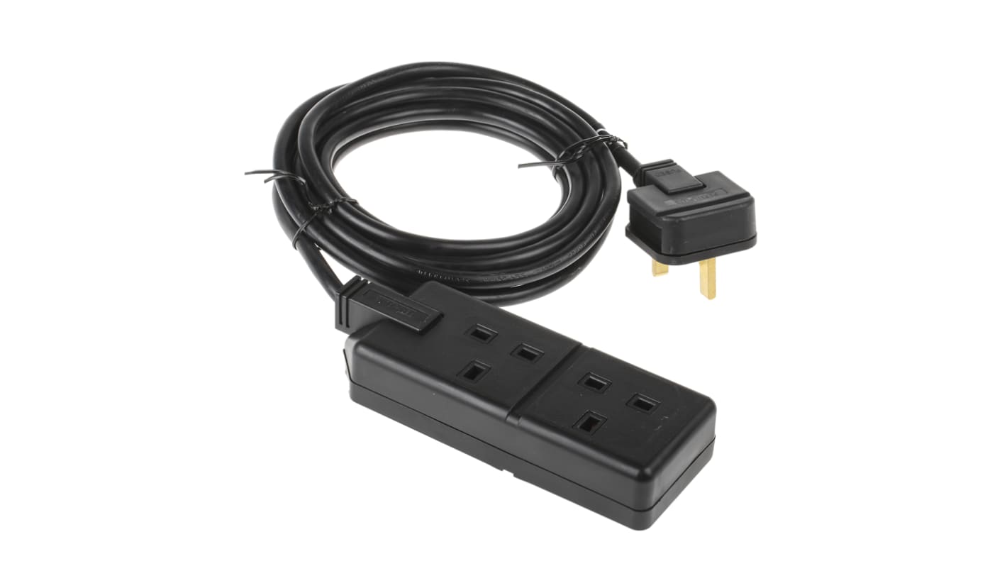 RS PRO 4m 2 Socket Type G - British Extension Lead