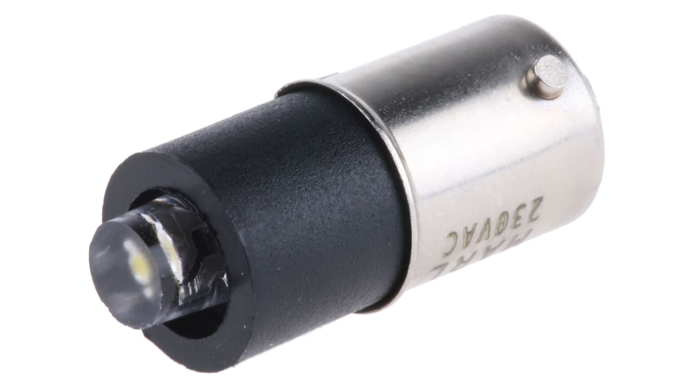 Lampada per indicatori Marl, lunga 26mm, Ø 4.8mm, 230V ca, luce color Bianco, 450mcd, Chip singolo da 100000h con base