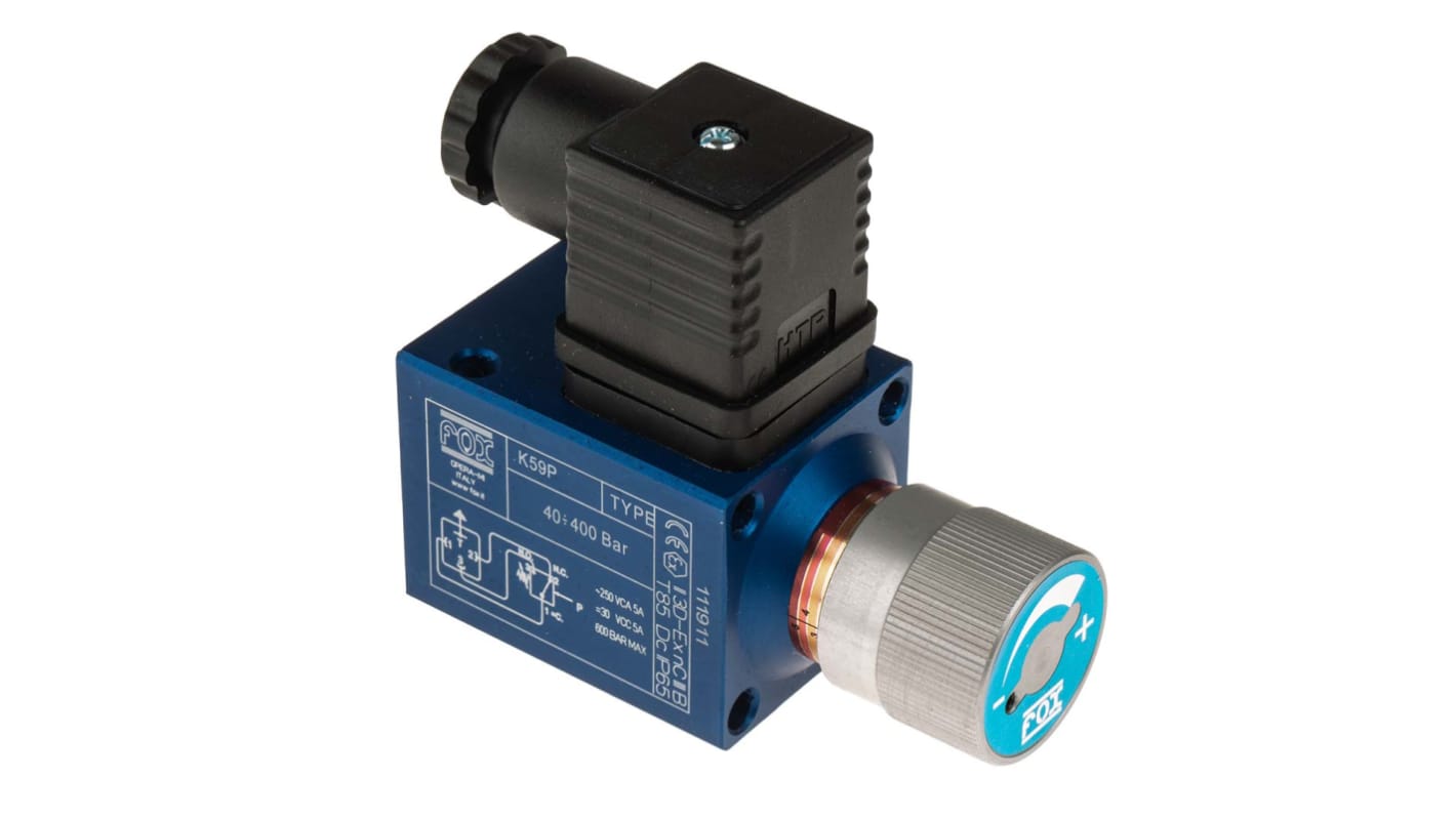 RS PRO Pressostat, Tilslutning: G1/4, 50bar til 400 bar