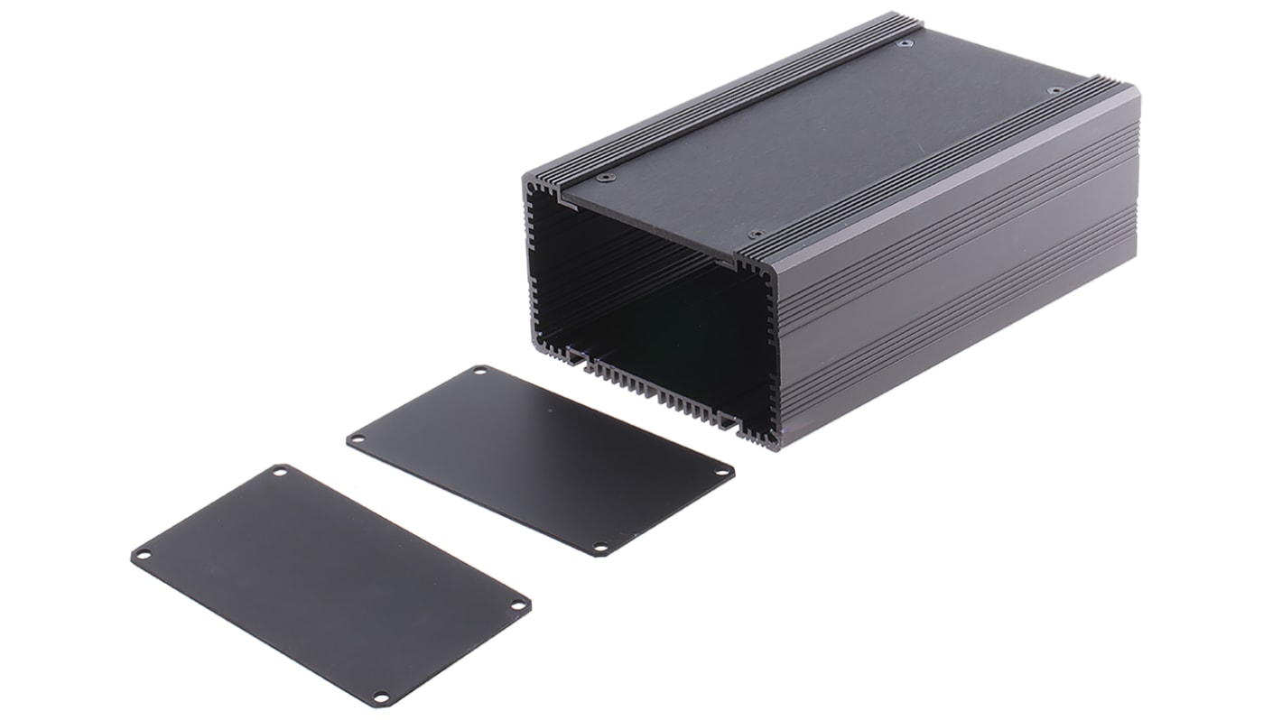 RS PRO Black Anodised Aluminium Heat Sink Case, 165 x 105 x 60.5mm