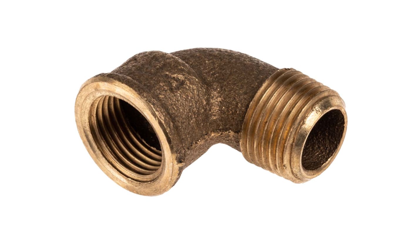 RS PRO Brass Pipe Fitting, 90° Threaded Elbow, Male BSPP 1/2in to Female BSPP 1/2in