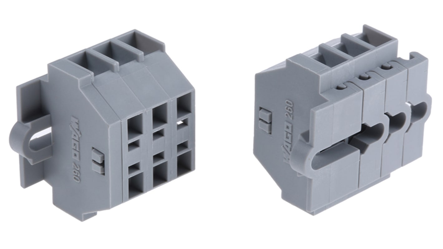 WAGO 260 Lüsterklemme Einfach Grau, 1.5mm², 400 V / 18A, mit Käfigklemme