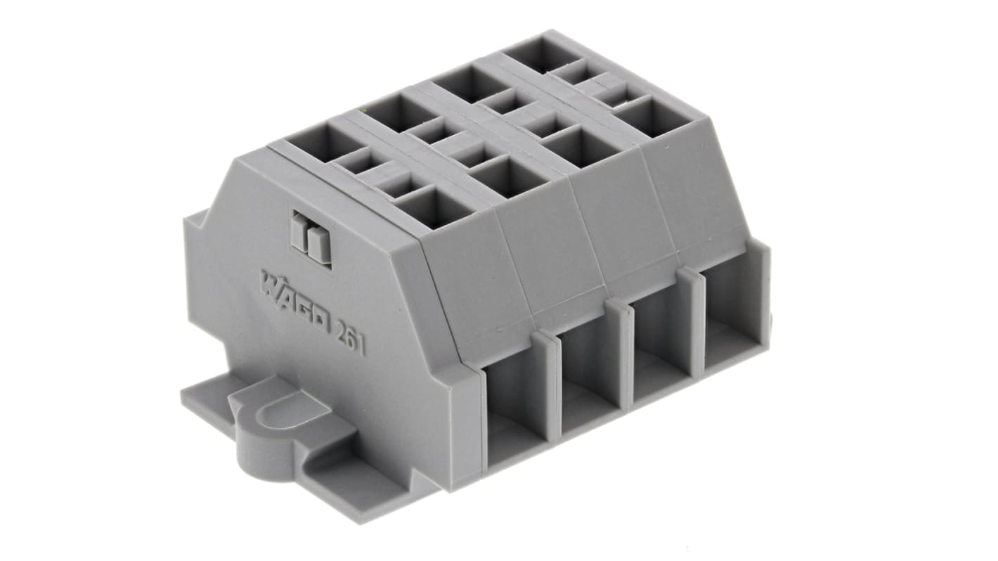 WAGO 261 端子ストリップ, 28 → 14AWG, 24A 500 V, ケージクランプ