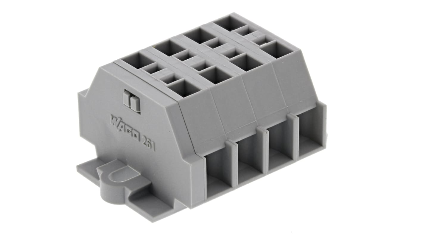 WAGO 261 Series Grey Terminal Strip, 2.5mm², Single-Level, Cage Clamp Termination