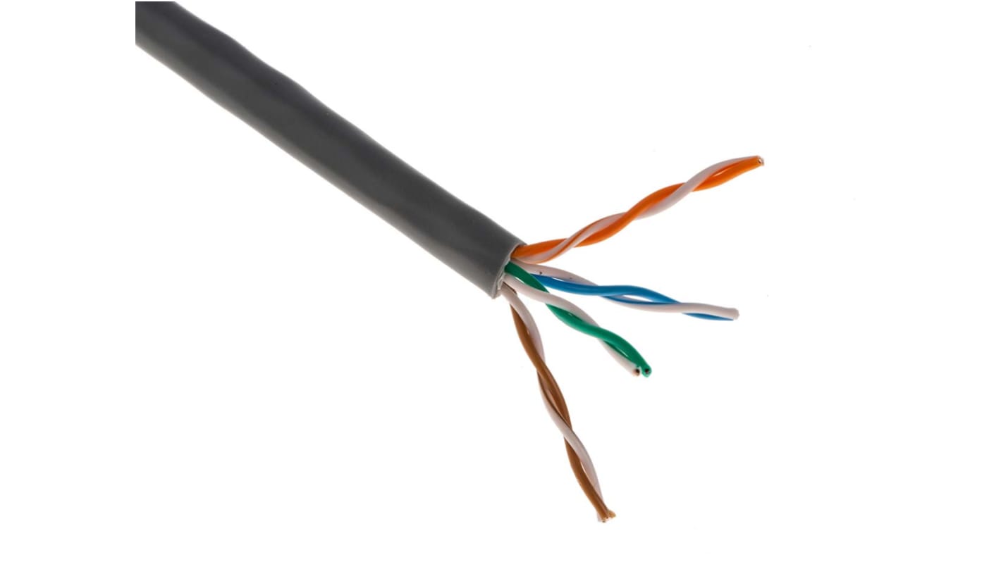 Cable Ethernet Cat5e U/UTP Molex Premise Networks de color Gris, long. 305m, funda de PVC
