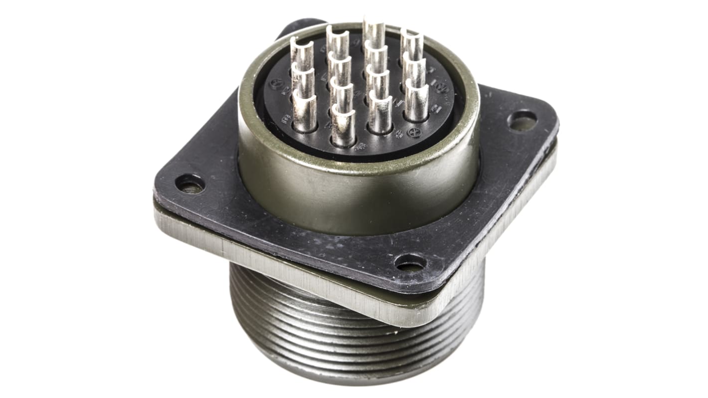 Amphenol Industrial, MS3102A, Copper Alloy 14 Way Box Mount MIL Spec Circular Connector Receptacle, Pin Contacts,Shell