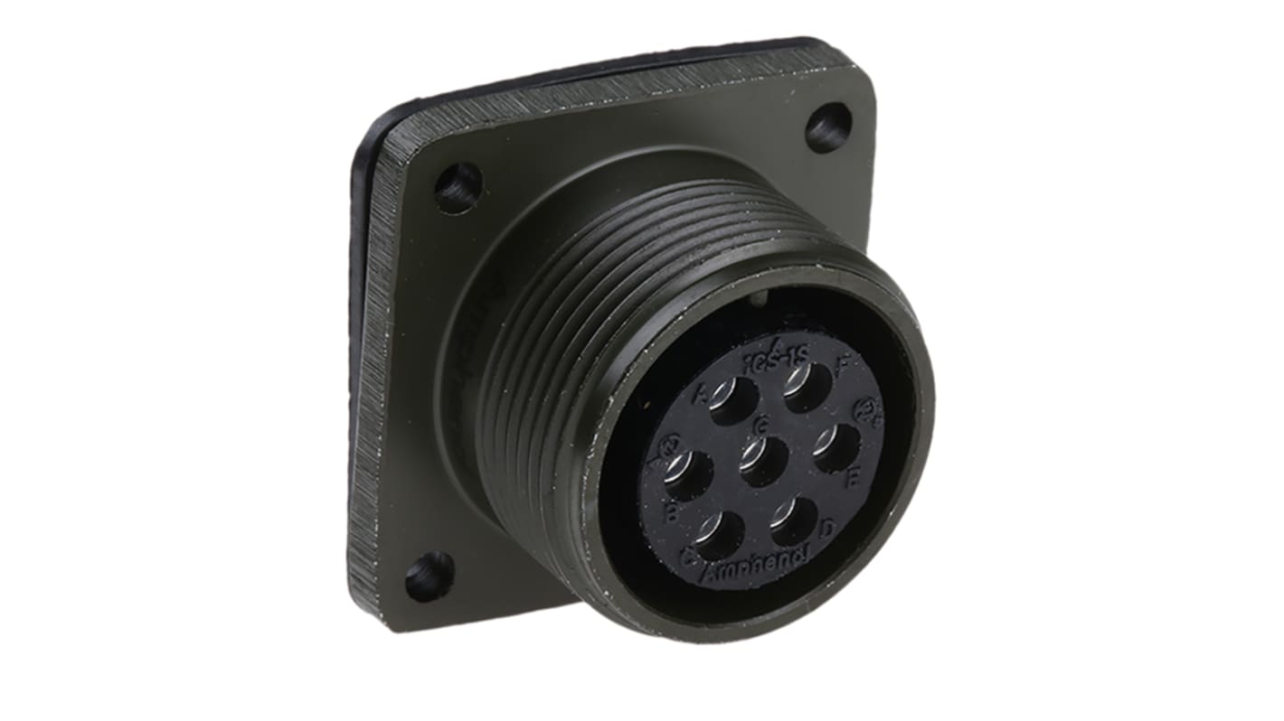 Amphenol Industrial, MS3102A, Copper Alloy 7 Way Box Mount MIL Spec Circular Connector Receptacle, Socket