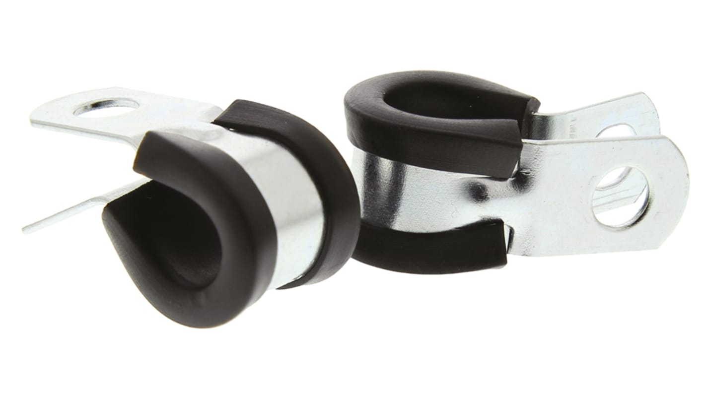 Abrazadera P, 10mm, Acero galvanizado, Negro