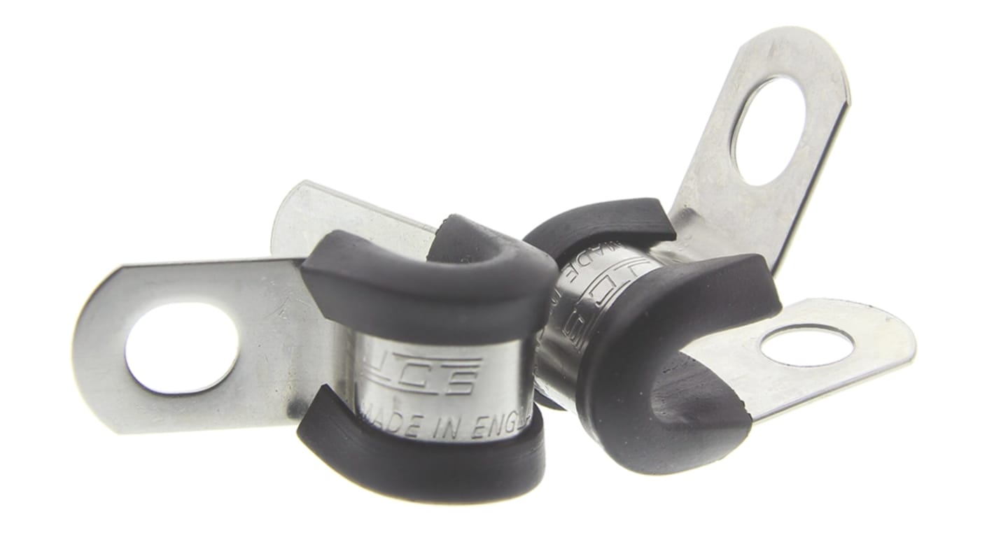 Clip en P, Acier inoxydable 304 BS304, Revêtement en Élastomères thermoplastiques (TPE) Noir, Diamètre intérieur 5mm
