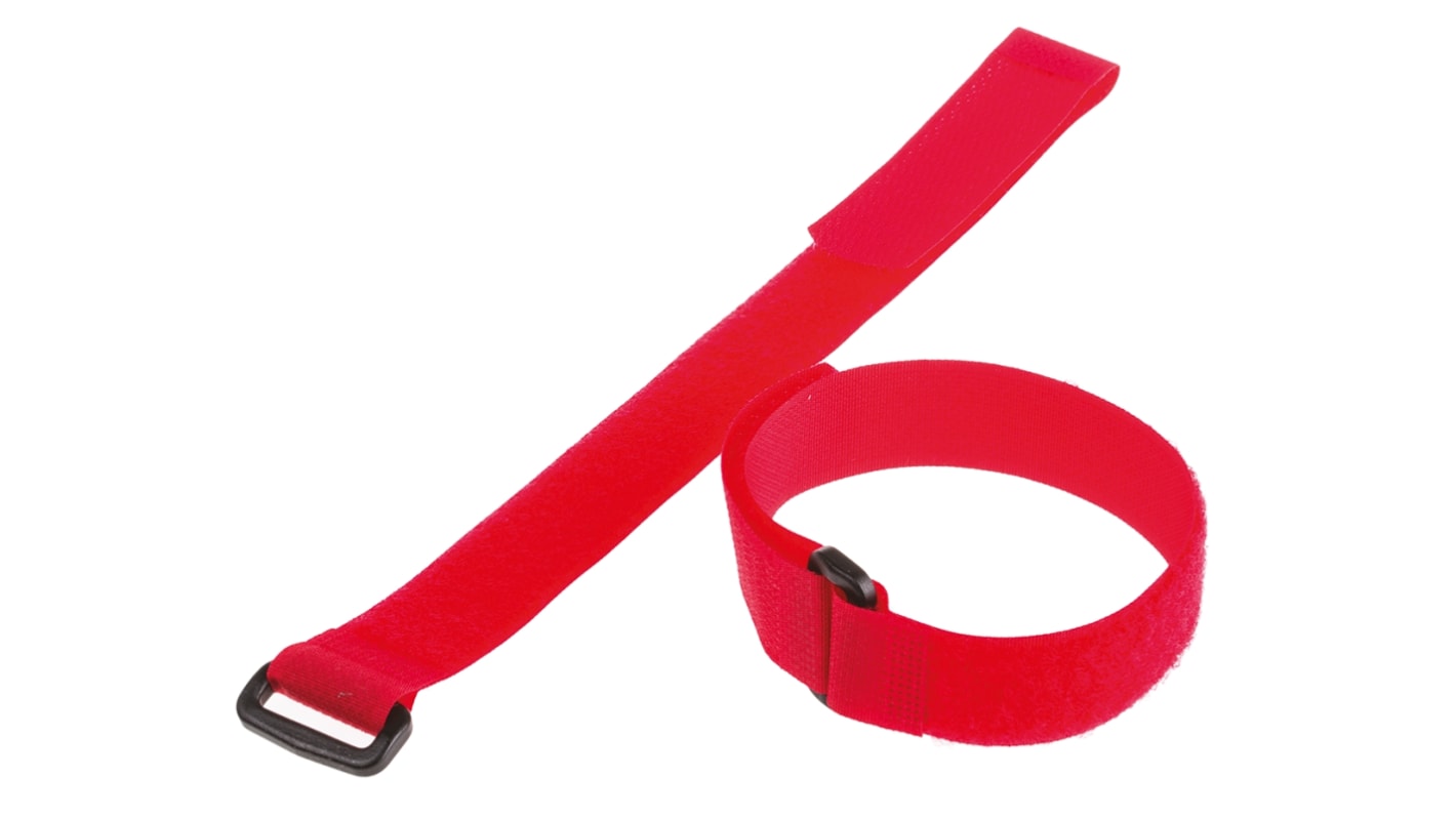 Thomas & Betts Cable Ties, Hook and Loop, 304.8mm x 19.05 mm, Red Nylon, Pk-10