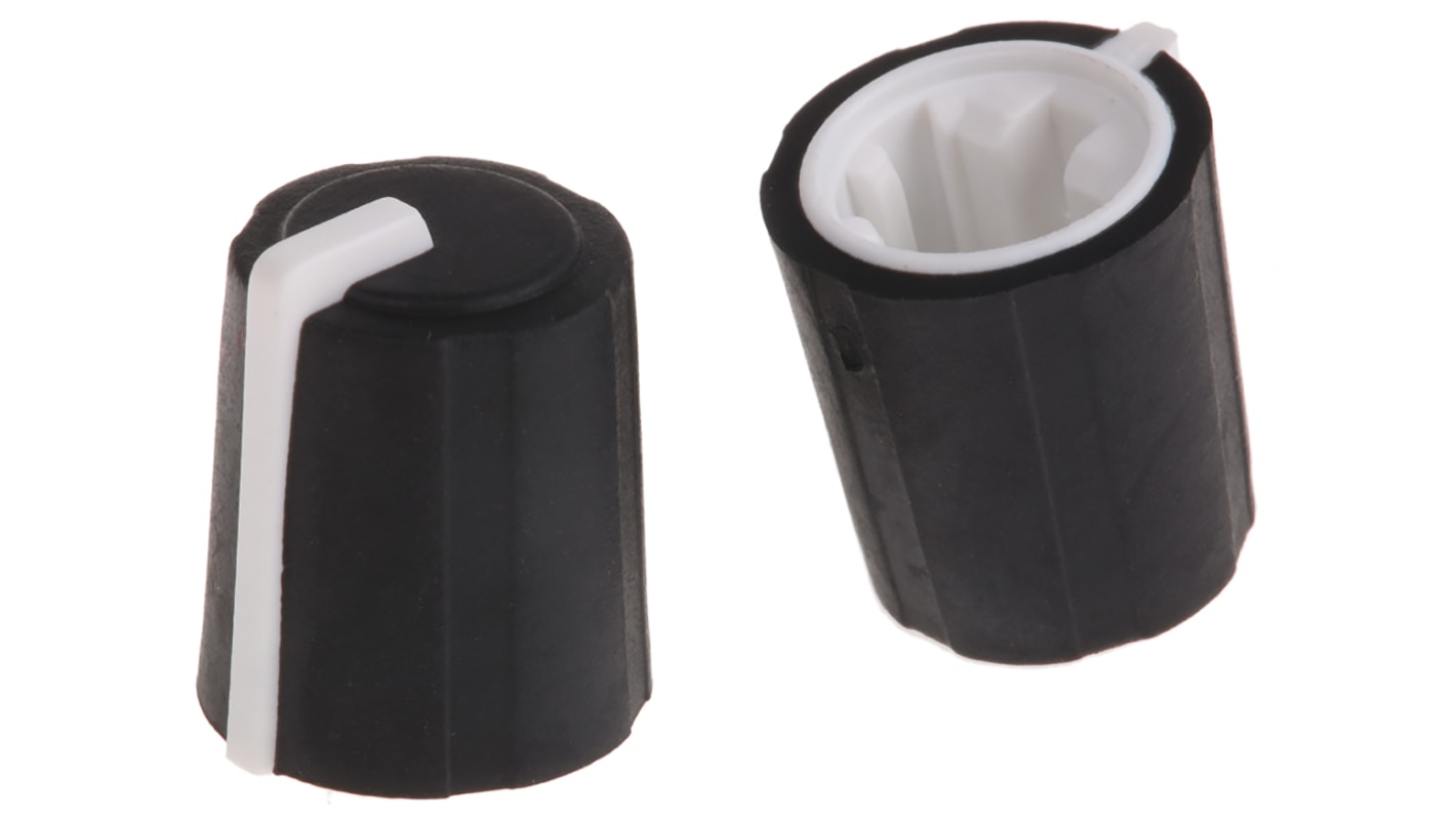 Sifam 11.5mm Black Potentiometer Knob for 6mm Shaft D Shaped, 3/03/DR110-006/237/224