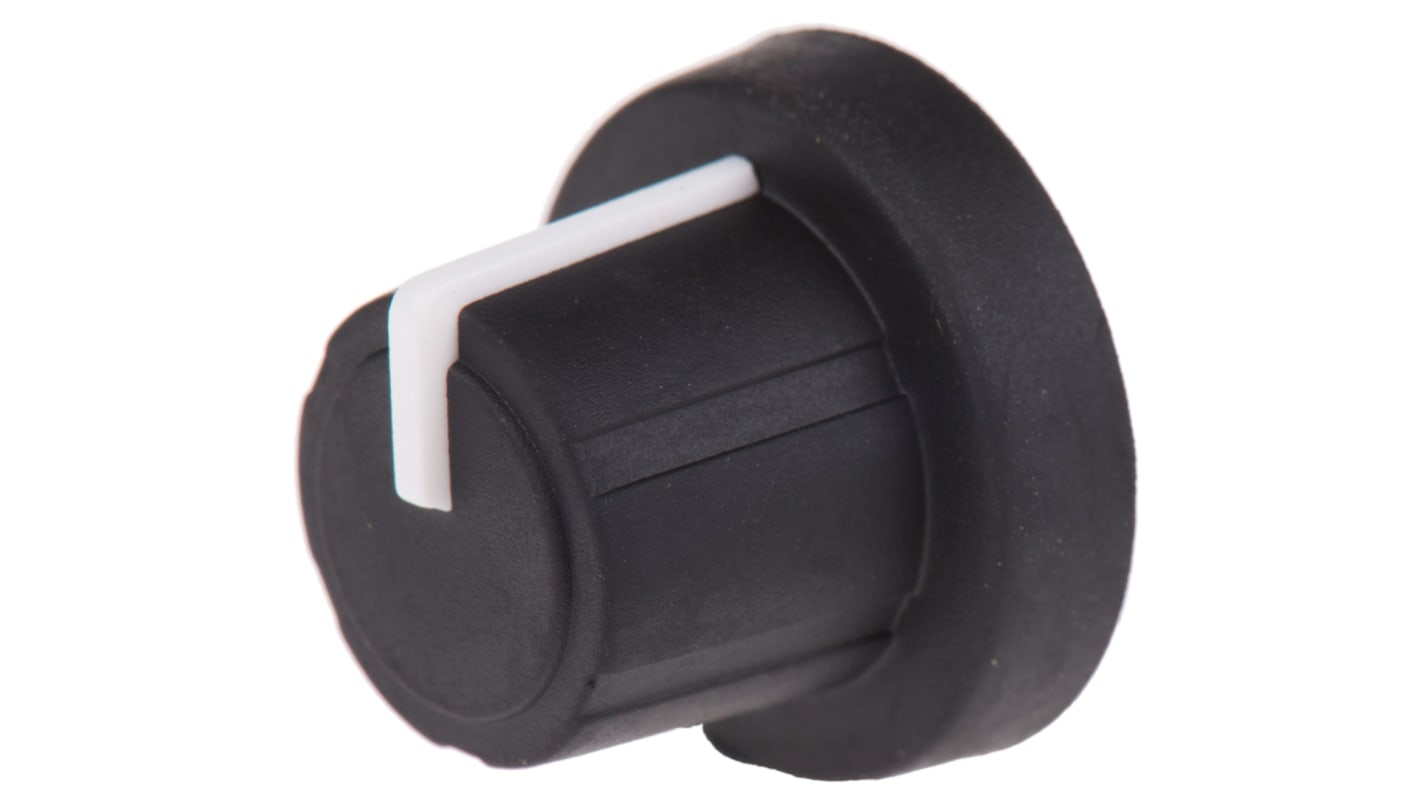 Sifam 18.9mm Black Potentiometer Knob for 6mm Shaft Splined, 3/03/TPN130-006/237/224
