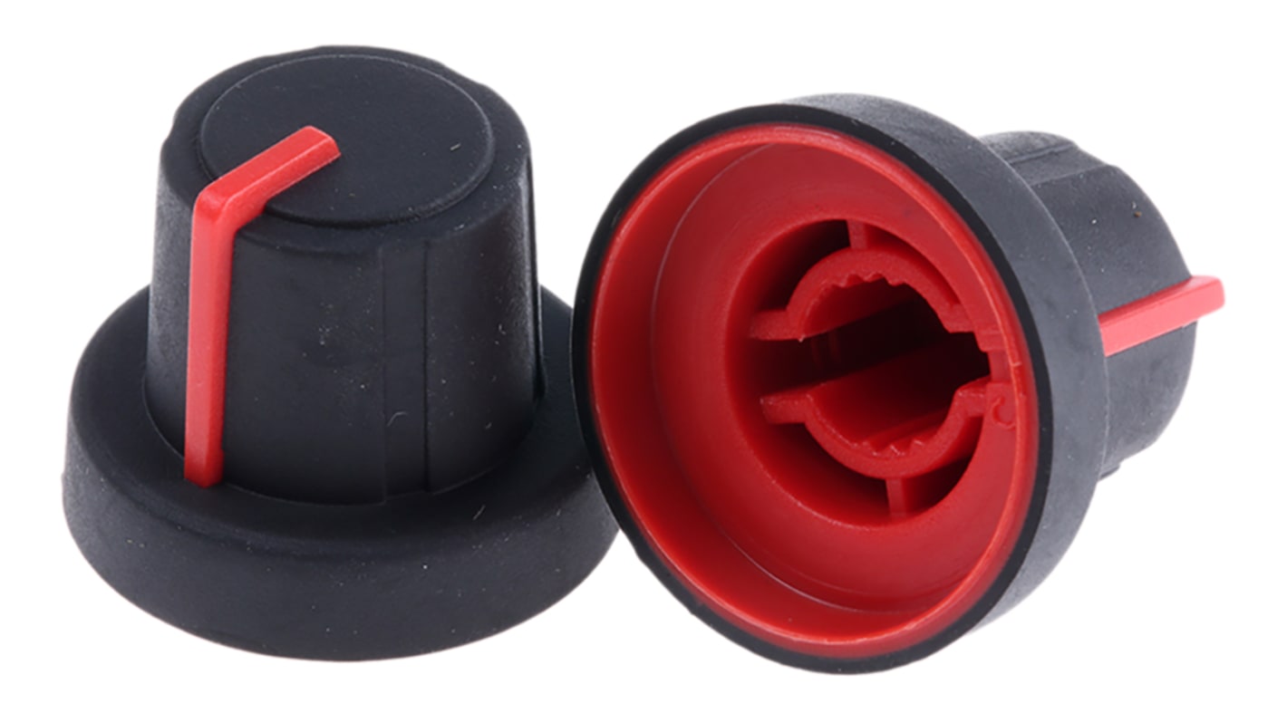 Sifam 18.9mm Black Potentiometer Knob for 6mm Shaft Splined, 3/03/TPN130-006/237/230
