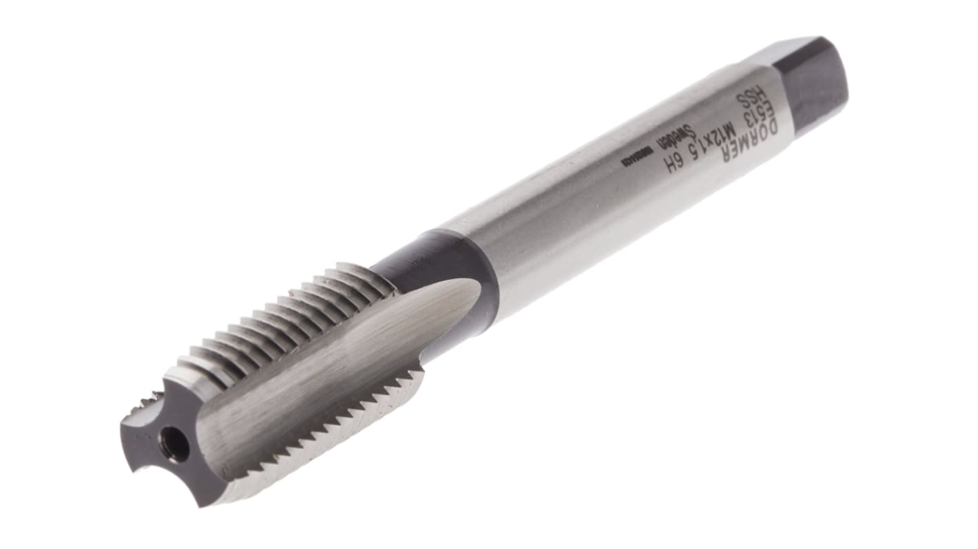 Dormer Threading Tap, M12 Thread, 1.5mm Pitch, Metric Fine Standard, Machine Tap