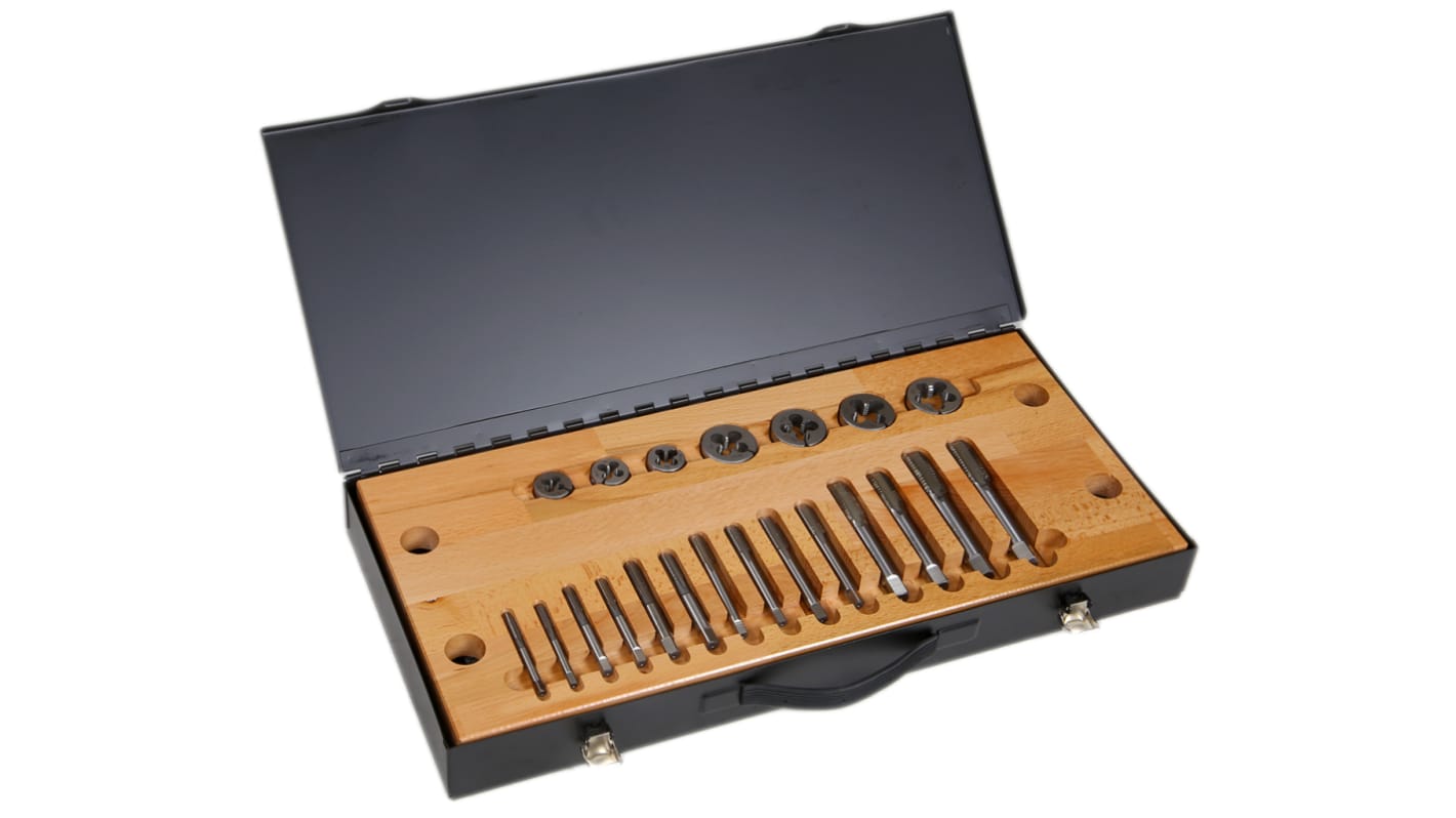 RS PRO 21-Piece HSS Thread Tap & Die Set, 1/4 in UNC - 3/4 in UNC Taps, 1/4 in UNC - 3/4 in UNC Dies