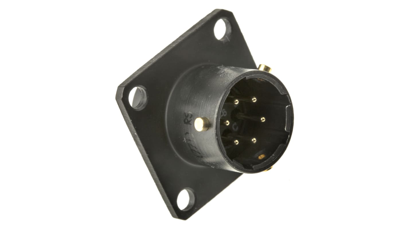 Amphenol Limited, 62GB 6 Way Box Mount MIL Spec Circular Connector ReceptacleBlack, Pin Contacts,Shell Size 10, Bayonet
