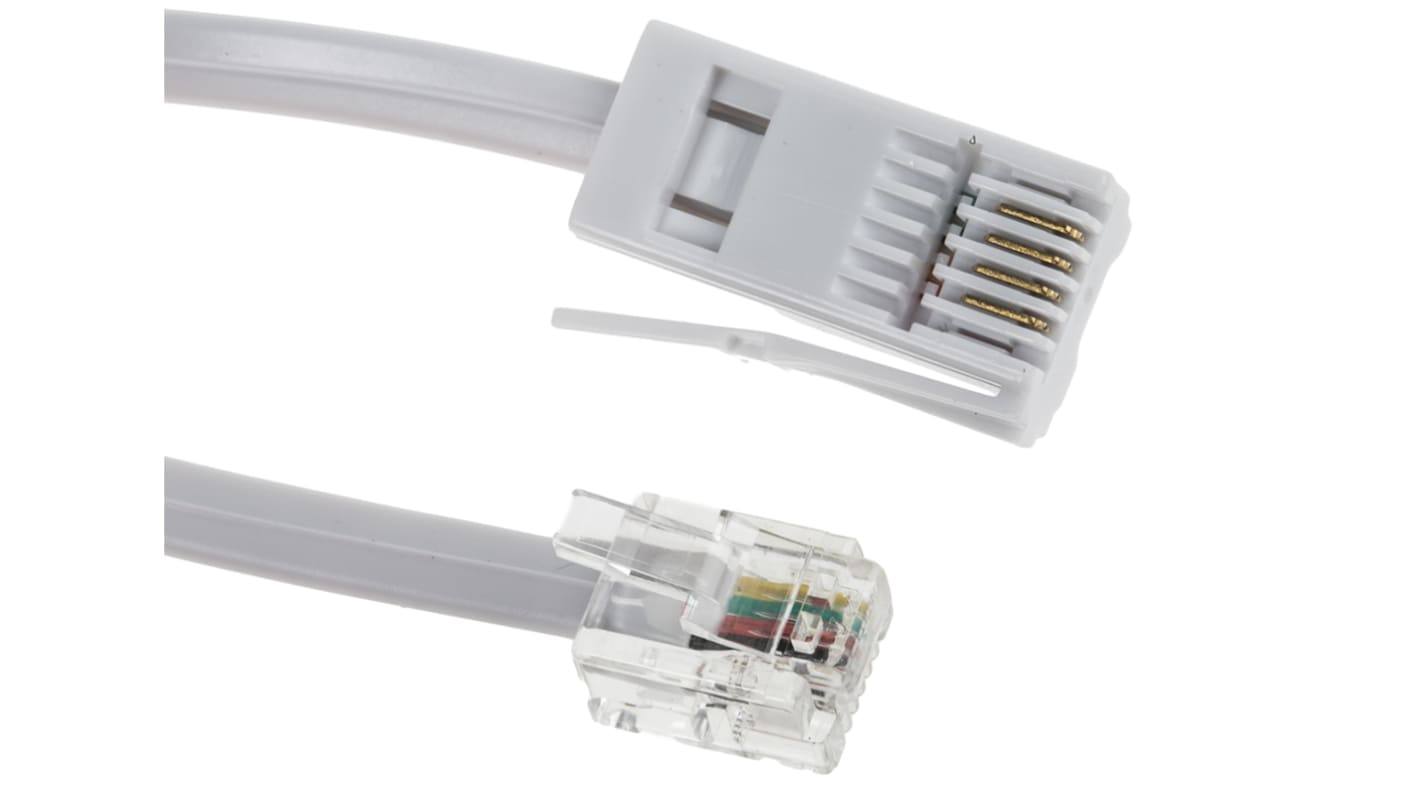 RS PRO Female RJ11 to Male BT431A Telephone Extension Cable, White Sheath, 3m