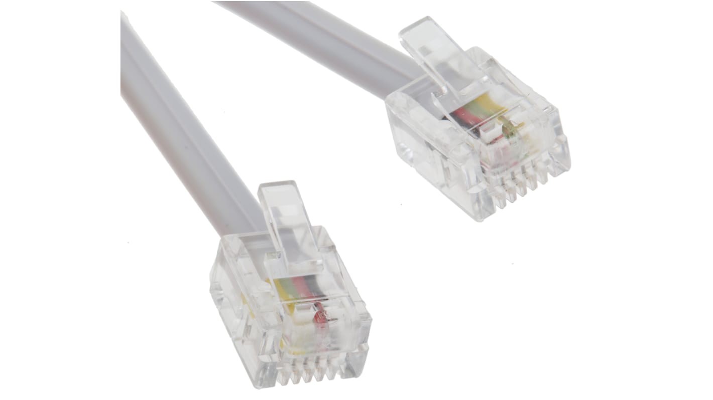 RS PRO Female RJ11 to Male RJ11 Telephone Extension Cable, White Sheath, 3m