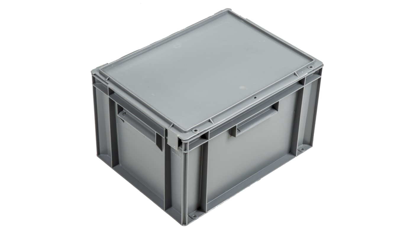 Schoeller Allibert 20L Grey Plastic Medium Storage Box, 246mm x 300mm x 400mm