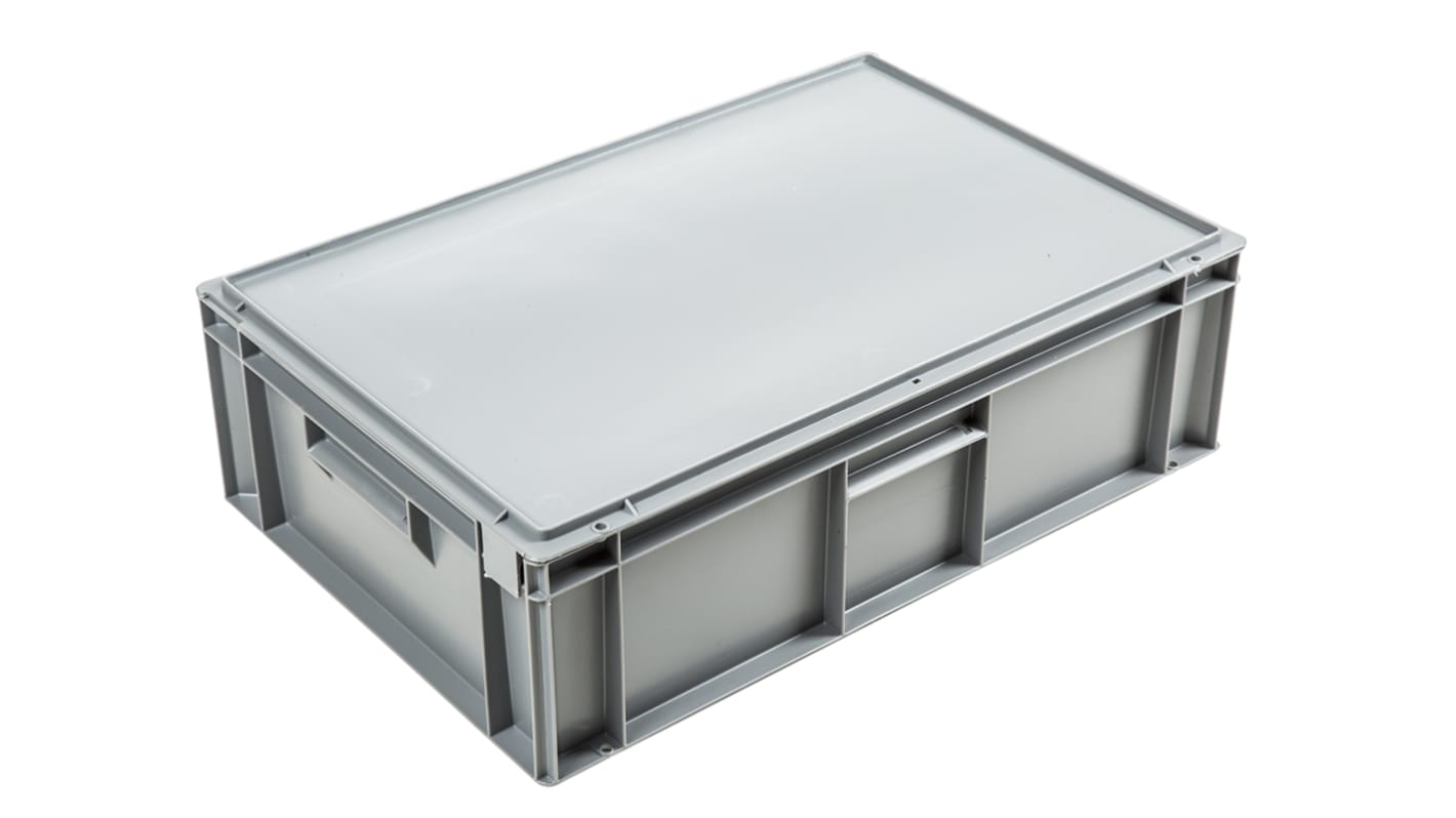 Schoeller Allibert 33L Kunststoff Aufbewahrungsbox mit Scharnier-Deckel, Grau 186mm x 400mm x 600mm