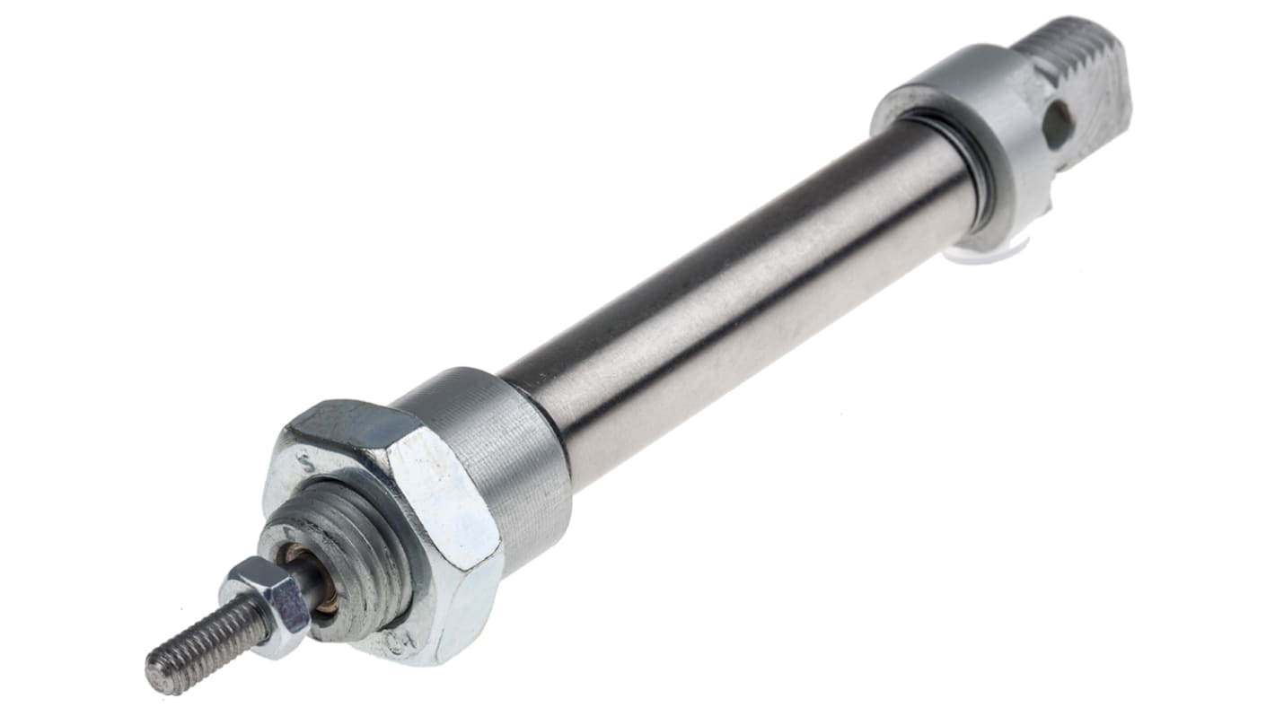 RS PRO ISO 6432 Pneumatikzylinder einfachwirkend, Bohrung Ø 10mm / Hub 25mm, bis 10bar