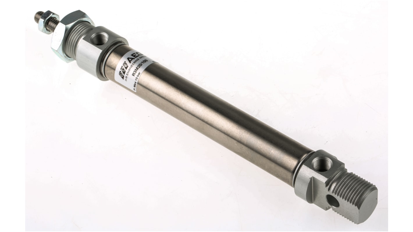 RS PRO ISO 6432 Pneumatik-ISO-Zylinder doppeltwirkend, Bohrung Ø 20mm / Hub 100mm, bis 10 bar